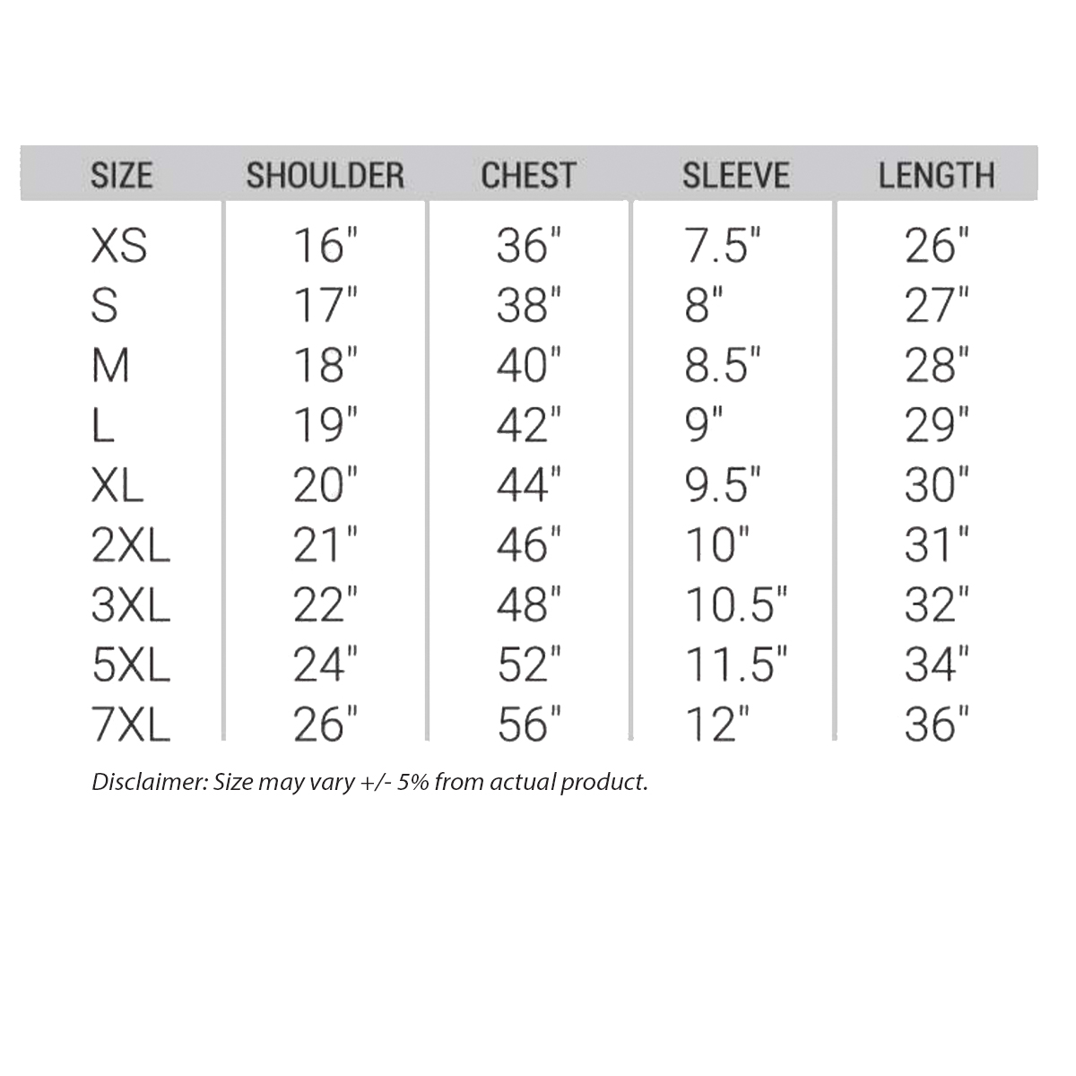 Cotton Polo Sizes